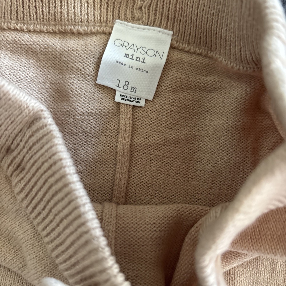 Grayson Collective Baby Size 18 Months Cardigan & Pants Set Cream/Brown - Picture 5 of 5